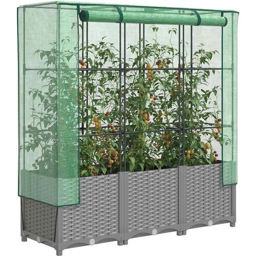  Povi&amp;scaron;ena gredica s pokrovom za staklenik 120 x 40 x 138 cm Slike