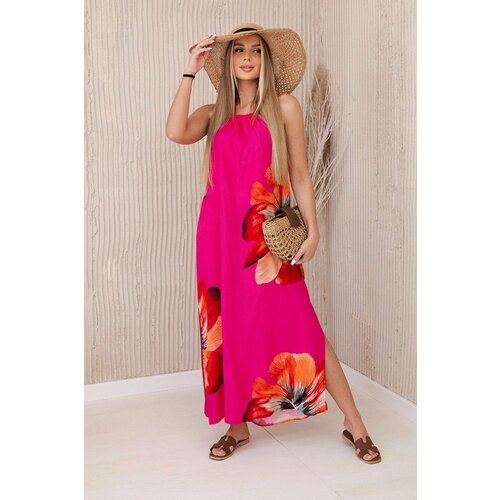Kesi Women's Summer Viscose Dress - Fuchsia Slike