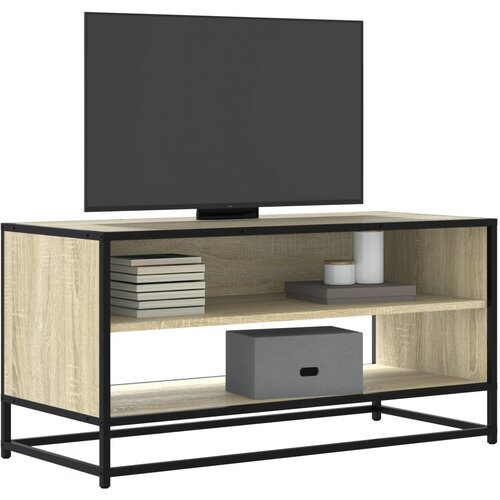 VidaXL TV ormarić boja hrasta 91x40x46 cm konstruirano drvo i metal Slike