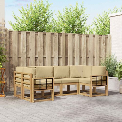  Set vanjskih sofa 6 kom. Bijela i bež Smeđa 245 x 128,5 x 73 cm Cene