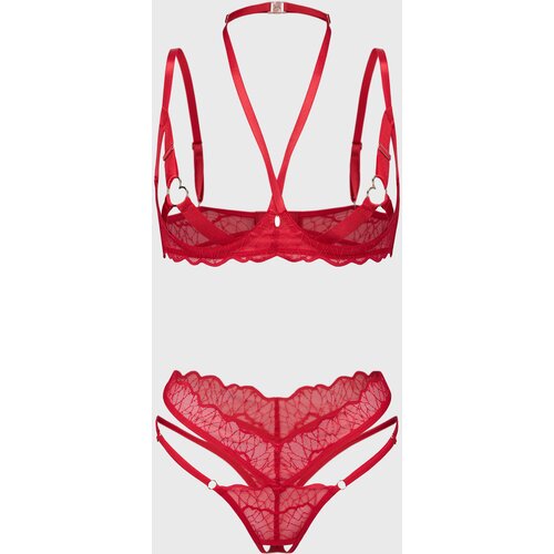 Obsessive Cupide Desir 2-pcs Crotchless Set Red S/M Slike