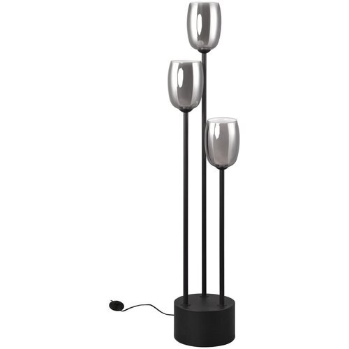 Trio Select Črna/srebrna stoječa svetilka s steklenim senčnikom (višina 140 cm) Barret – Cene
