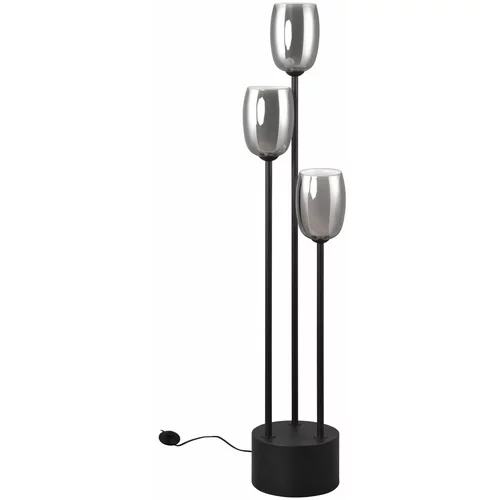 Trio Select Črna/srebrna stoječa svetilka s steklenim senčnikom (višina 140 cm) Barret –