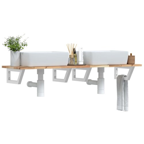 Zidna polica za umivaonik od čelika i masivnog bagremovog drva Smeđa 160 x 40 x 2 cm Cijene