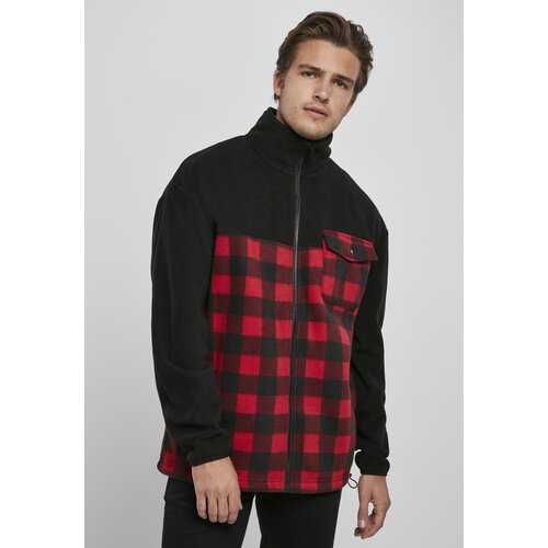 Urban Classics Polar Fleece Track Patterned Jacket Black/Red Plaid Slike