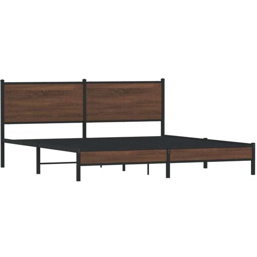 VidaXL Metalni okvir kreveta bez madraca smeđa boja hrasta 183x213 cm Slike