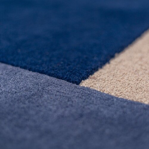 Flair Rugs Modra ročno tkana volnena okrogla preproga &amp;oslash; 150 cm Mia Segment &amp;ndash; Slike