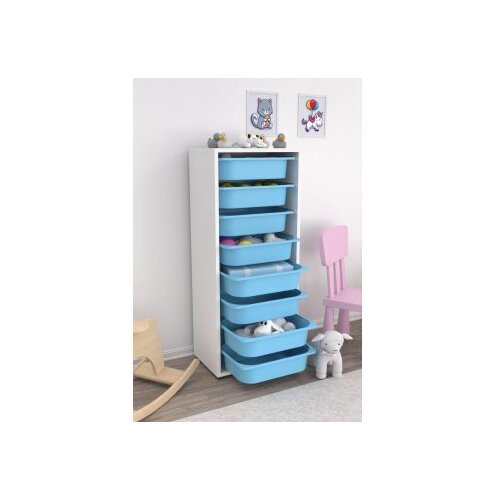 Hanah home Višenamenska komoda Cara 8N, 45.5 x30 x109 cm, Bijelo-plava Cene