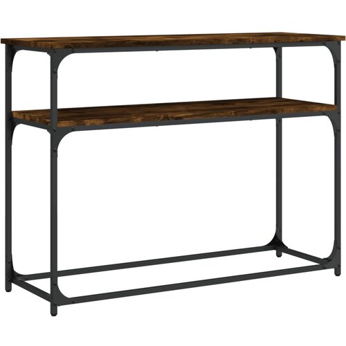 Maison Chic konzolna miza - miza ob steni dimljen hrast 100x35,5x75 cm inženirski les, (21786418) Cene