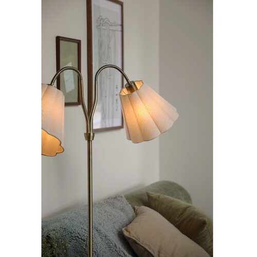 Marksl&amp;ouml;jd Bež/mjedena lanena stojeća svjetiljka sa savitljivom konstrukcijom (visina 149 cm) Veya &amp;ndash; Slike