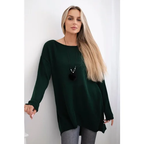 Kesi Sweater with necklace dark green