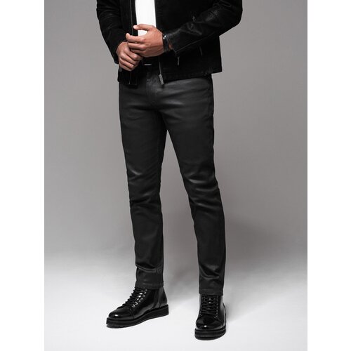 Ombre Men's waxed denim SLIM FIT pants - black Cijene