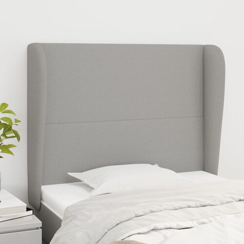 VidaXL Uzglavlje s u&amp;scaron;ima svjetlosivi 103x23x118/128 cm od tkanine Slike