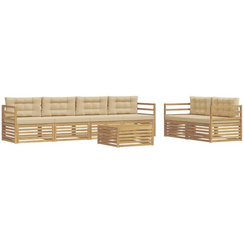  Set vanjskih sofa 7 kom. Bijela i bež Poliester Slike