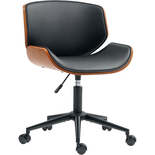 HOMCOM pisalni stol umetno usnje, les 52D x 54&Scaron; x 74&ndash;84V cm Črna+Orehova rjava, (5000242900) Cene