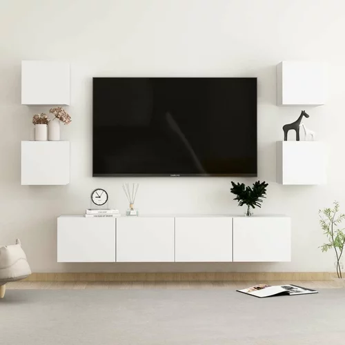 Komplet TV omaric 6-delni bela iverna plošča, (20730609)