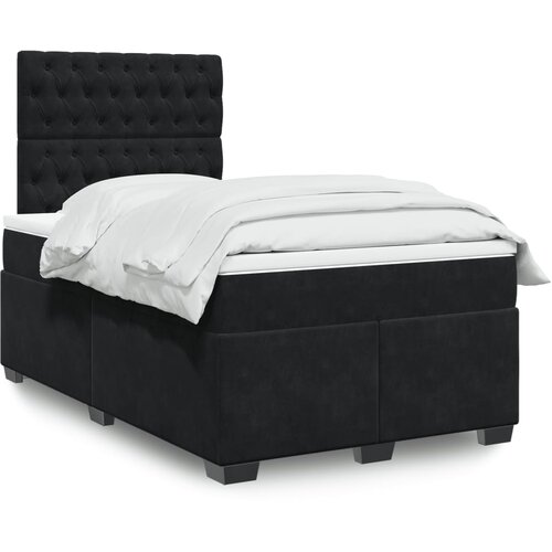 VidaXL Box spring postelja z vzmetnico črna 120x190 cm žamet Slike