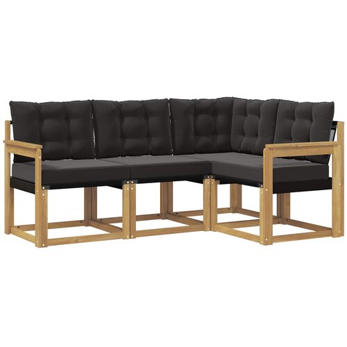 vidaXL Zunanja garnitura za sedenje z blazino 4 pcs Bela in črna, (5000281853) Cene