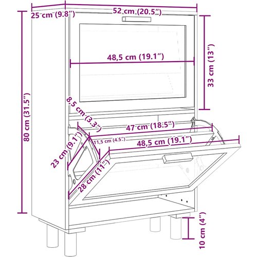  za cipele smeđi 52 x 25 x 80 cm drvo i prirodni ratan Slike