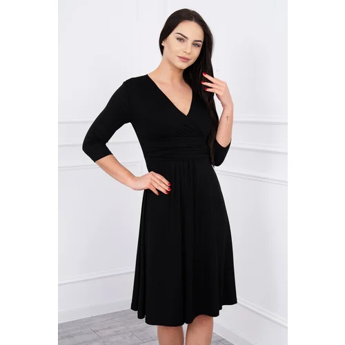 Kesi Dress with underbust neckline, 3/4 sleeves black