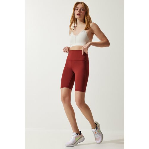Happiness İstanbul Women's Burgundy High Waist Compression Cycling Tights Slike