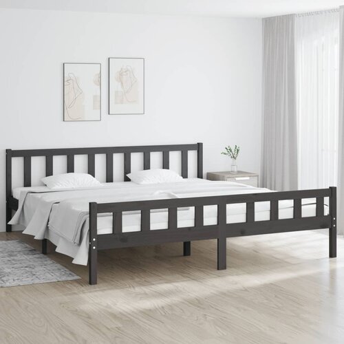 The Living Store Posteljni okvir siv iz trdnega lesa 180x200 cm - Posteljni Okvir, (21530613) Cene