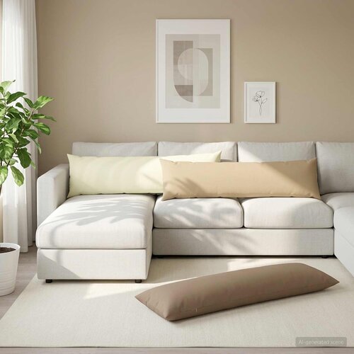  Jastuk s jastukom HEERLEN Krem 40 x 145 cm Poliester Slike