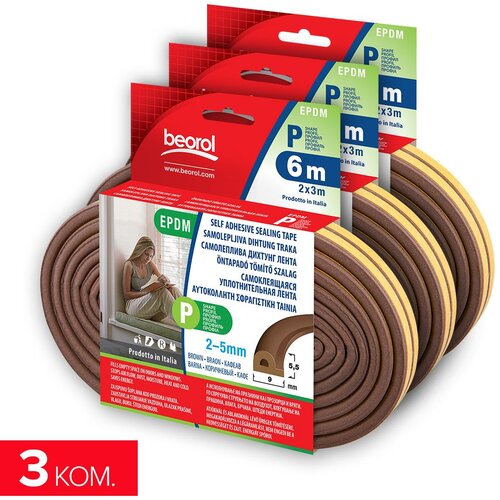 Beorol Samolepljiva dihtung traka 6m, P-profil, braon - 3kom Slike