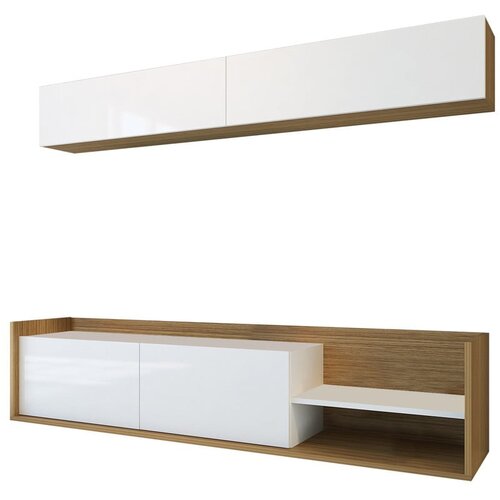 Kalune Design Beli/naravni televizijski komplet iz eksotičnega lesa 180x40 cm Kale - Kalune Design Slike