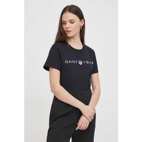 Gant Pamučna majica za žene, boja: crna