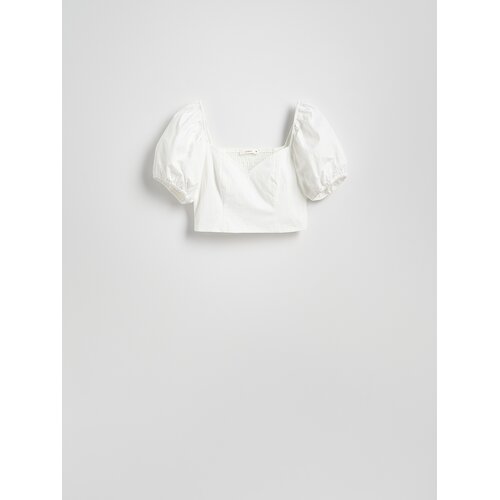 Reserved Kratka bluza puf-rukava - bijela Cijene