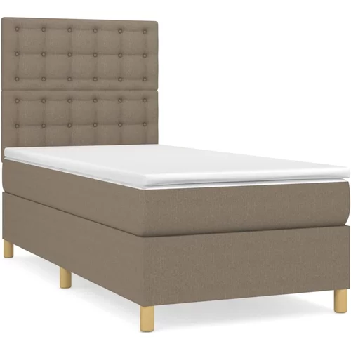 vidaXL Box spring postelja z vzmetnico taupe 90x200 cm blago, (20895496)
