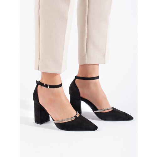 Shelvt Suede pumps on a heel black Cene