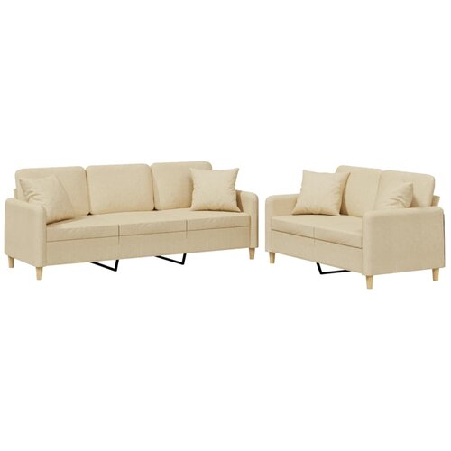  2-dijelni set sofa s jastucima krem od tkanine Slike