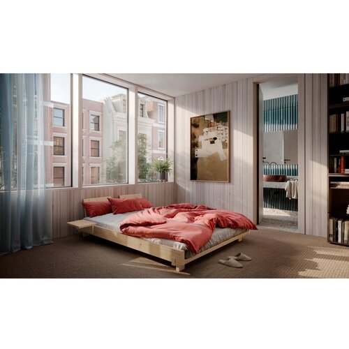 Karup Design Rjava zakonska postelja iz masivnega bora z letvenim dnom 160x200 cm Social &amp;ndash; Slike