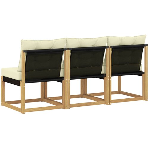 3 Komad Srednja sofa za van Masivno bagremovo drvo, Tekstilen Slike