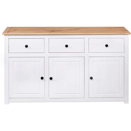 VidaXL Komoda od masivne borovine bijela 135x40x80 cm asortiman Panama Slike
