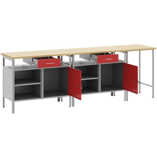  Set radnog stola 3 pcs Crna i Siva Čelik s prahom premazan Slike