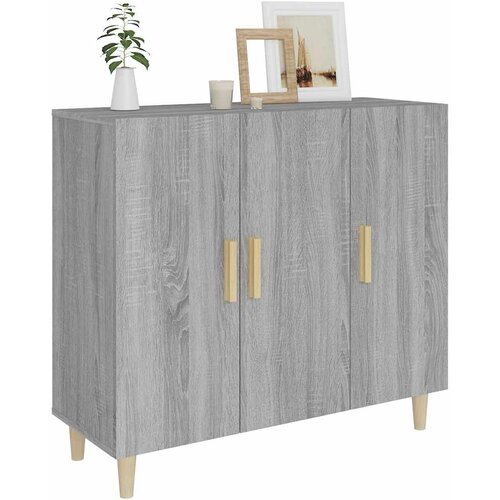  Komoda boja hrasta sonome 90 x 34 x 80 cm konstruirano drvo Siva Slike