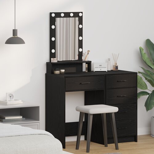 VidaXL Crni hrast MDF, ogledalo, metal 50 x 41 x 140 cm Ogledalo Slike