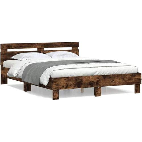 vidaXL Okvir za krevet s uzglavljem boja hrasta 140x200 cm drveni