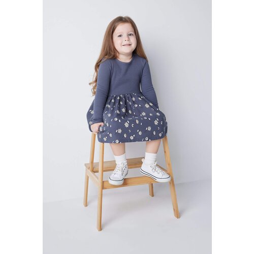 Defacto Regular Fit Flower Long Sleeve Knitted Dress Slike