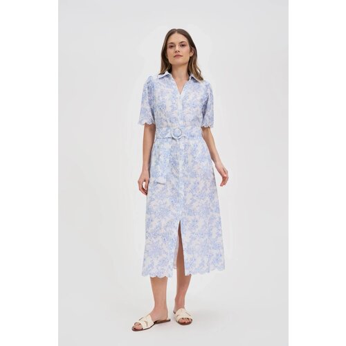 Marisse Cotton Dress With A Belt, White Slike