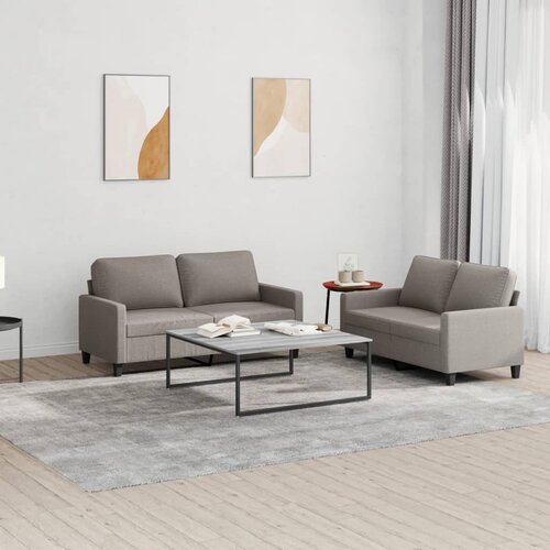  2-dijelni set sofa s jastucima smeđesivi od tkanine Cene