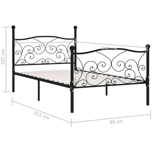 vidaXL Okvir za krevet s podnicama crni metalni 90 x 200 cm Cene