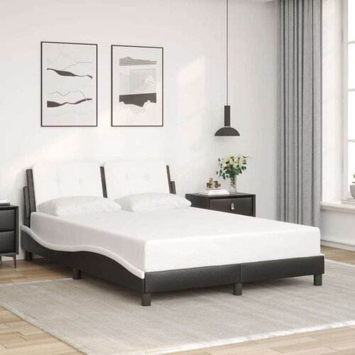  Okvir kreveta LED crno-bijeli 140 x 200 cm od umjetne kože Slike
