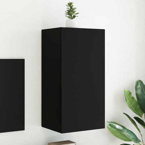 vidaXL Zidni TV ormarić s LED svjetlima crni 40 5x35x80 cm Cijene