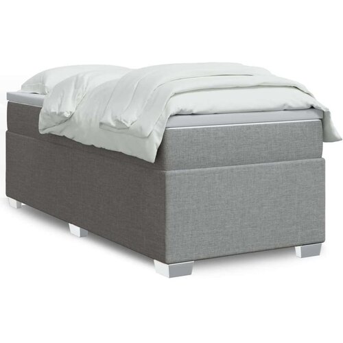 vidaXL Box spring postelja z vzmetnico svetlo siva 90x200 cm blago Cene