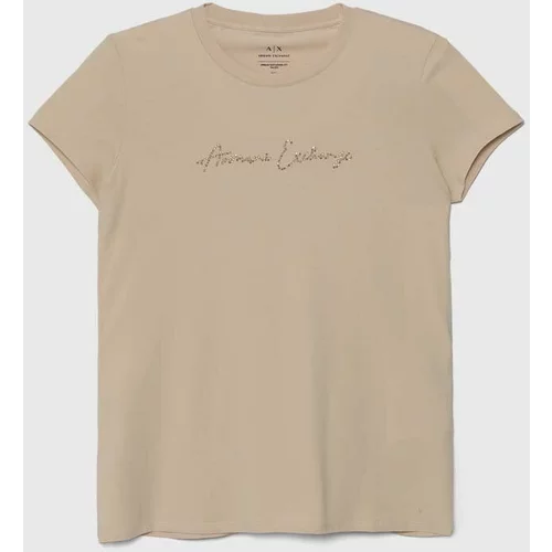 Armani Exchange Kratka majica ženski, rjava barva
