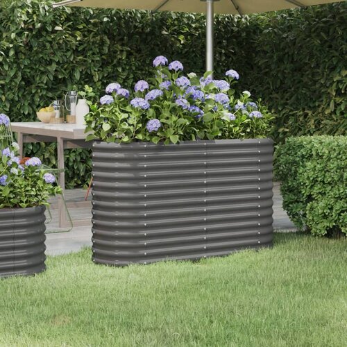 vidaXL visoka greda iz prašno premazanega jekla 114x40x68 cm siva Cene